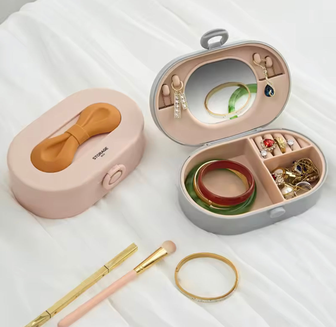 Potable Bowknot Jewellery Organiser Box, Multipurpose Jewellery Storage Box, Elegant Decorative Necklace Earrings Bracelet Container Potable Bowknot Jewellery Organiser Box, Multipurpose Jewellery Storage Box, Elegant Decorative Necklace Earrings Bracelet Container